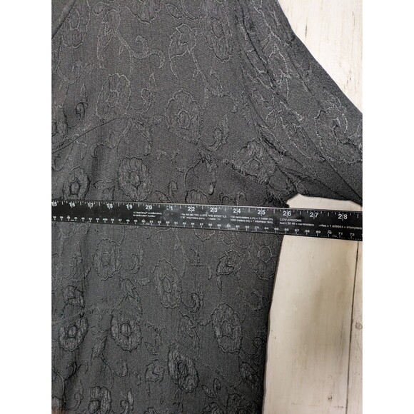 Vintage Black Floral Jacquard Button Front Top XL Boho Artsy Grunge Whimsigoth - Picture 8 of 9